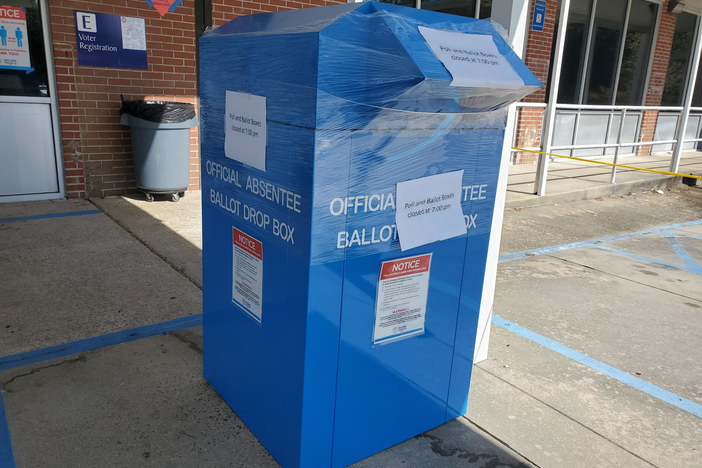 Sealed absentee ballot box in Savannah