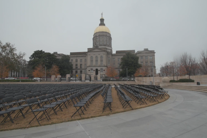 1000 empty chairs outside the Georgia state Capitol