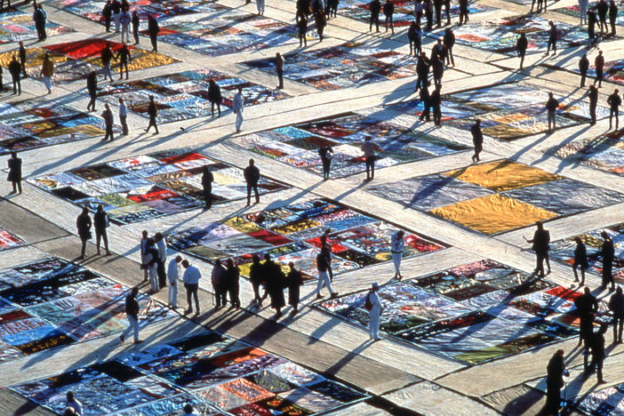 An aerial view of the AIDs quilt in Washington, D.C.