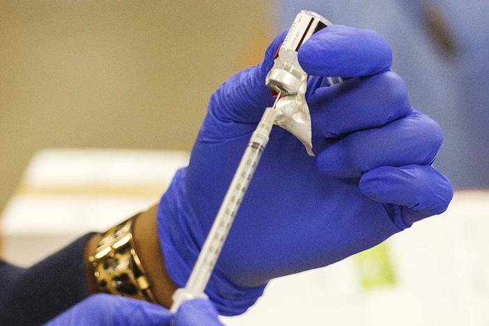 A vial of the Pfizer COVID-19 vaccine. 