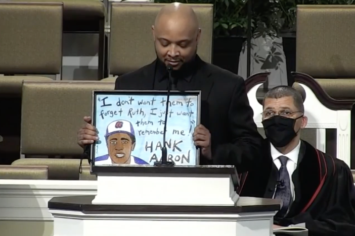 Raynal Aaron, Hank Aaron's grandson, shared memorable quotes from his grandfather at Wednesday's funeral service.