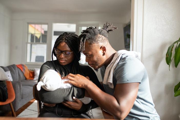 Family with new baby