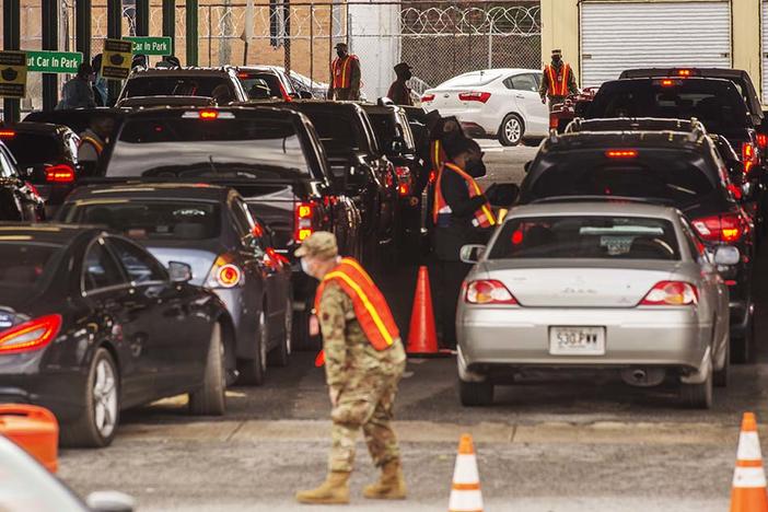 The mass vaccination site in Macon on Monday, February 22. 