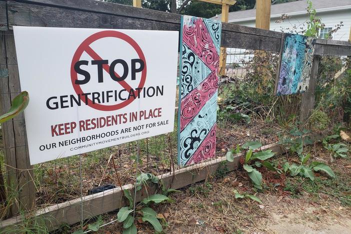 Stop Gentrification sign in Atlanta's Pittsburgh neighborhood 