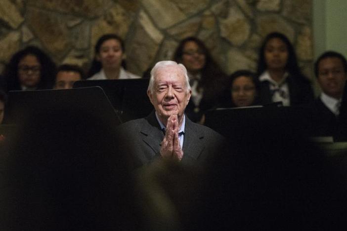 Former President Jimmy Carter at Sunday School in 2015.