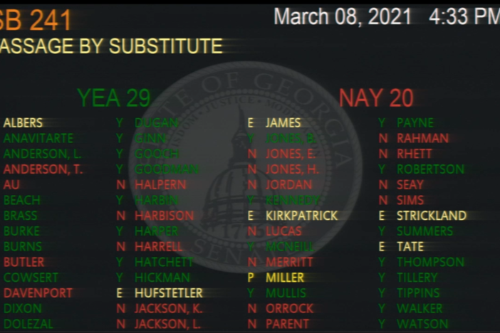 The Georgia State Senate passed an omnibus voting bill that would get rid of no-excuse absentee voting 29-20.