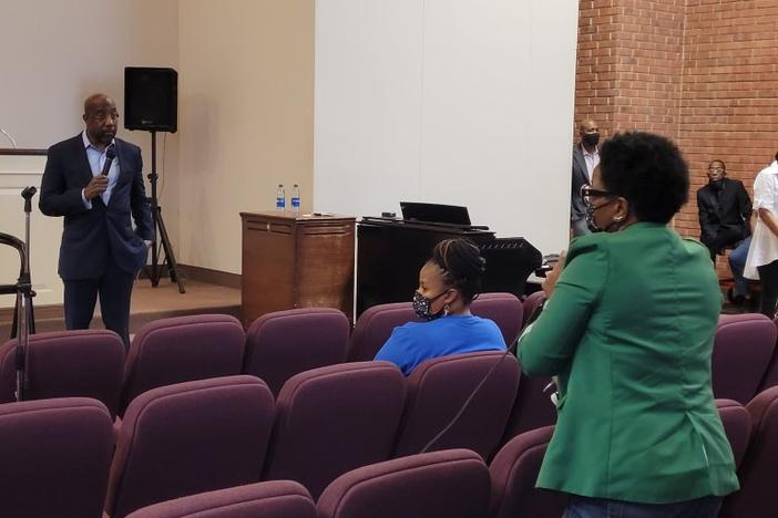 Sen. Warnock speaks at a church in Atlanta 