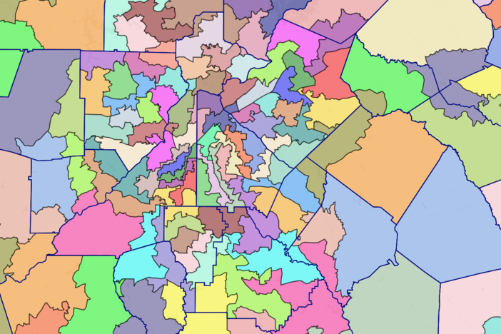 A map of Georgia State House districts in metro Atlanta.
