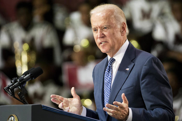 Joe Biden speaks to a group of Morehouse students in 2015.