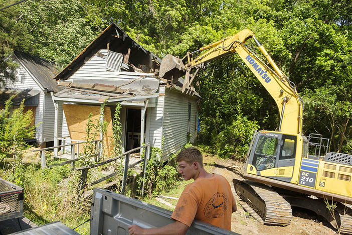 A house being torn down on Pursley Street in Macon recently. 