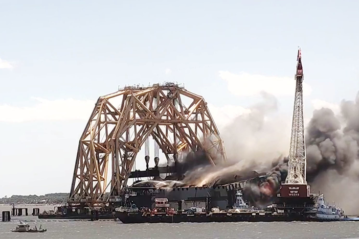 The Golden Ray cargo ship caught fire on May 14, 2021.