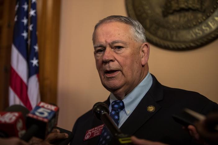 House Speaker David Ralston speaks with media in the General Assembly.