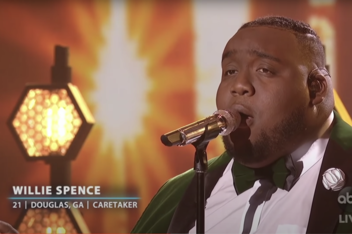 American Idol finalist Willie Spence of Douglas, Ga., sings during the televised singing competition