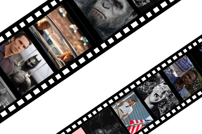 Film screens illustrated on rolls of film.