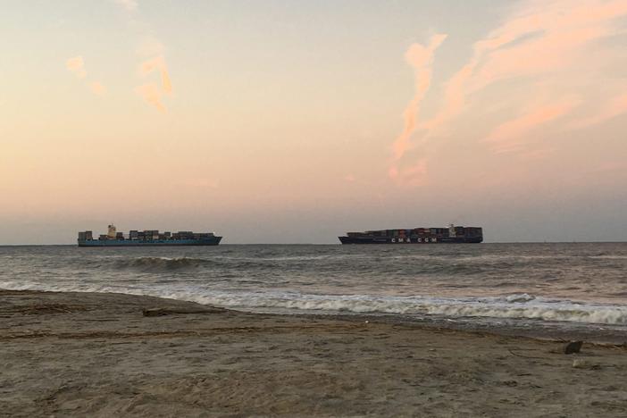 Container ships off coastal Georgia