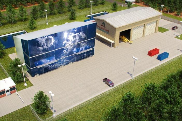 The Federal Aviation Administration is planning to announce July 19 whether to approve a permit for the controversial Camden County Spaceport. This rendering depicts launch control and payload processing centers. 