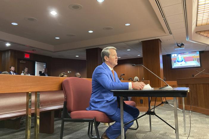 Georgia Gov. Brian Kemp speaks to a state House committee in Atlanta on Monday, July 19, 2021. Kemp says he will ask lawmakers to consider new laws to combat crime in Atlanta during a special legislative session this fall.