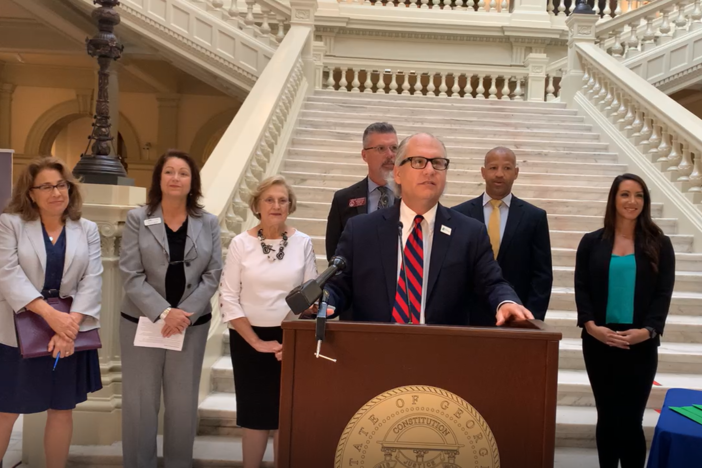 Members of the Georgia Mental Health Policy Partnership and the substance use disorder community introduce their "unified vision" for transforming mental health and substance use care Monday July 12, 2021, at the state Capitol.. 