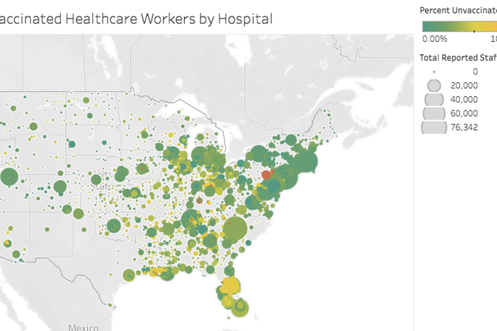 Unvaccinated healthcare workers by Hospital