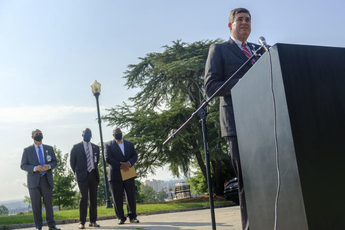 Houston Healthcare CEO Charles Briscoe during a press conference with Middle Georgia healthcare leaders in which they pleaded with people to be vaccinated against COVID-19. 