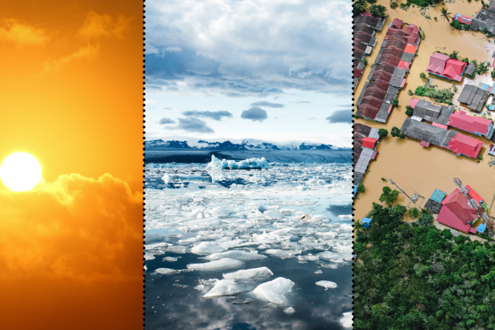 Different photos of climate and weather related phenomenon. 