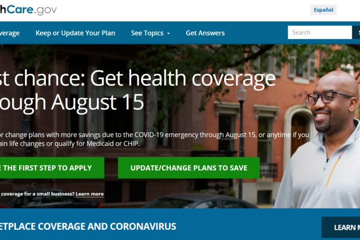 screenshot of healthcare.gov website