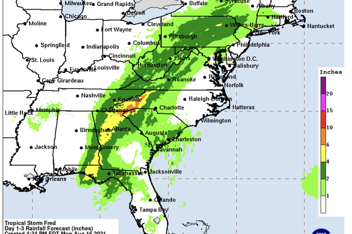 Tropical Storm Fred neared landfall Monday, Aug. 16,2021