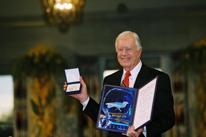 In 2002, Jimmy Carter was awarded the Nobel Peace Prize