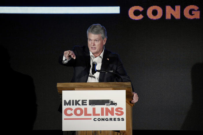 Mike Collins, a Republican running in Georgia's 10th Congressional District, kicks off his campaign Thursday, Sept. 16, 2021.