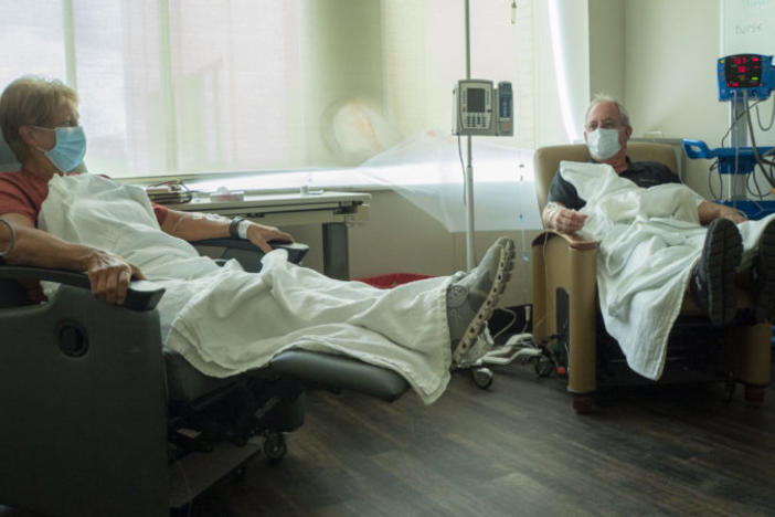 People getting monoclonal antibody treatment