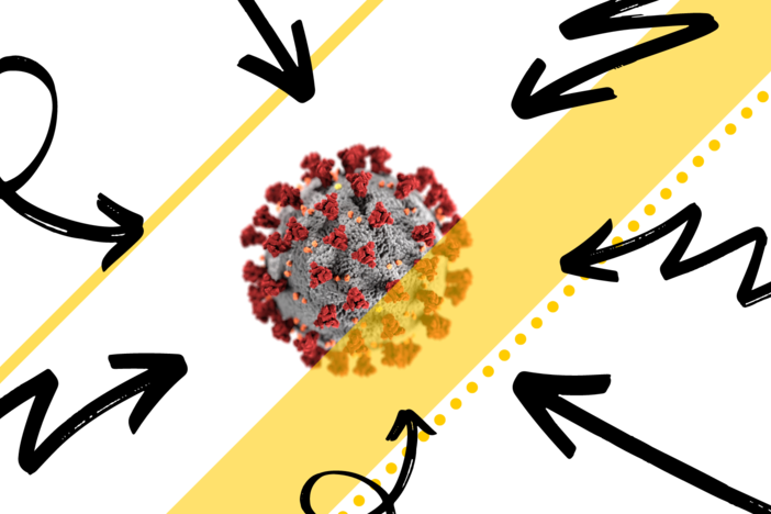 An illustration of a COVID virus.