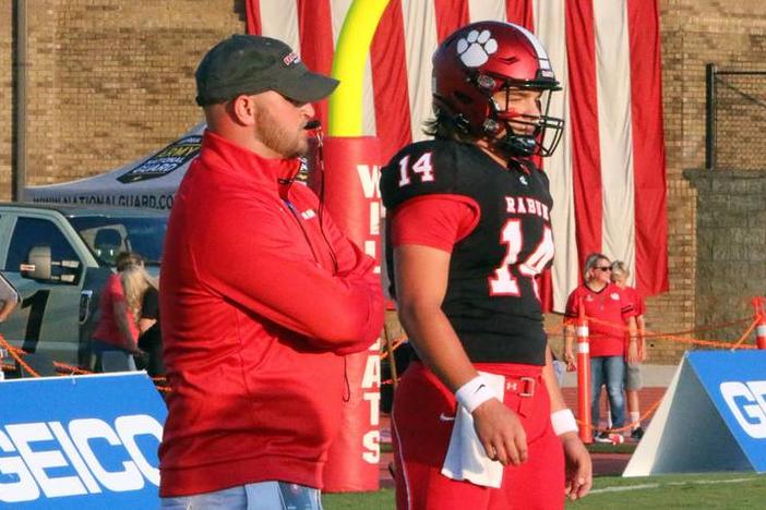 Rabun County Head Coach Jaybo Shaw and Quarterback Gunner Stockton