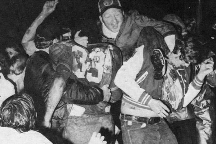 Lincoln County High School football coach Larry Campbell, pictured here winning the state title in 1976. 