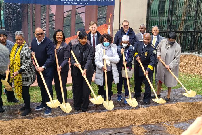 City officials join members of the Atlanta Children’s Memorial Task Force and family of the victims to break ground on a memorial honoring the lives lost.