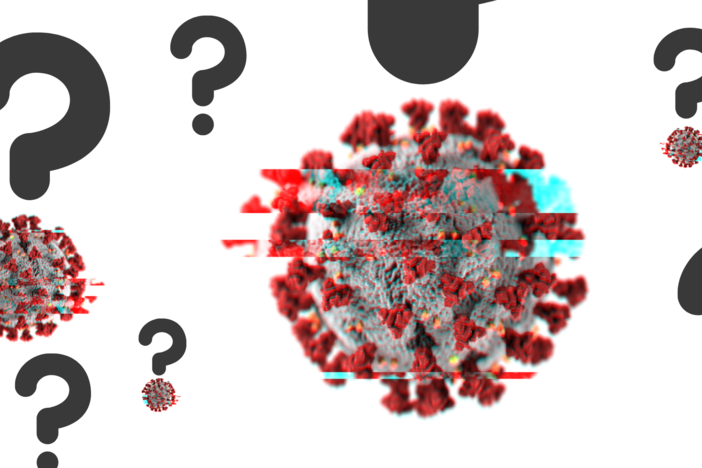 Illustration of covid viruses.