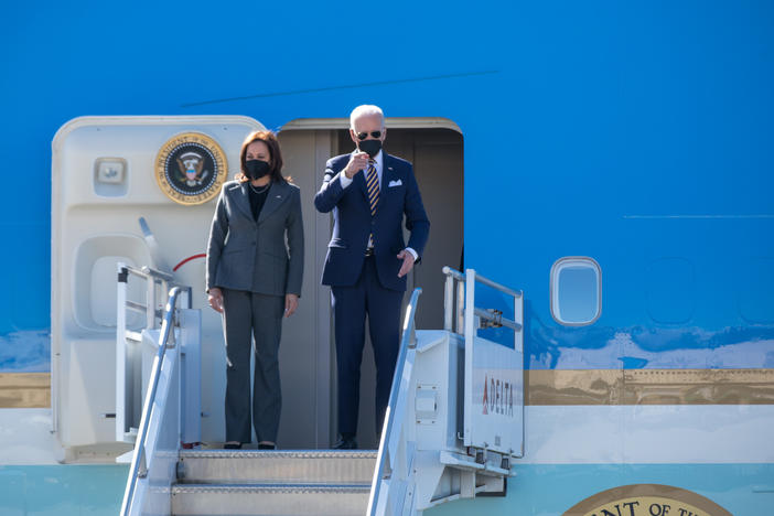 President Joe Biden and Vice President Kamala Harris land at Atlanta Hartsfield-Jackson International Airport