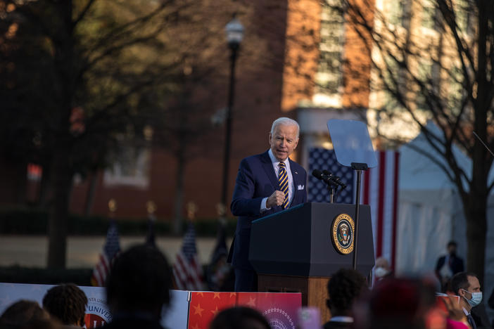 President Joe Biden calls for the Senate to pass voting rights legislation during remarks