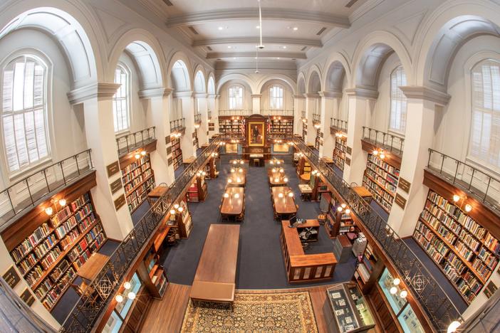 Wide view of the interior of Hodgson Hall after its renovation completed in 2022