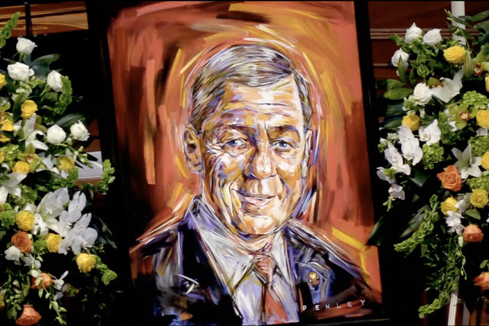 A memorial for former U.S. Sen. Johnny Isakson was held in Atlanta on Jan. 6, 2022.