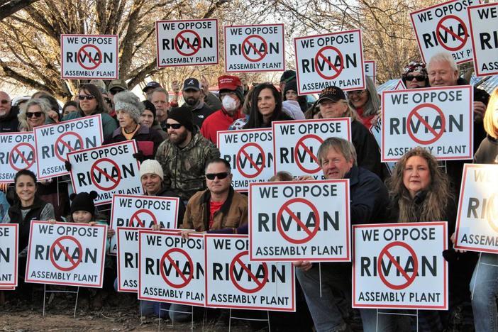Rivian plant protest