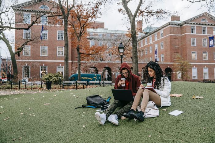 College students on lawn
