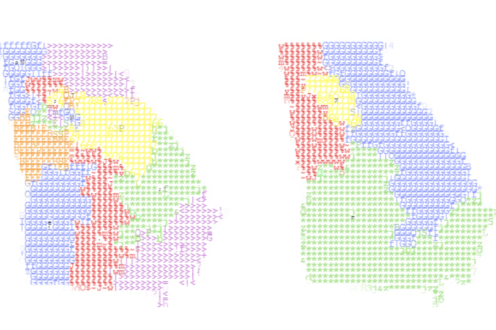 An illustration of the Georgia districting.