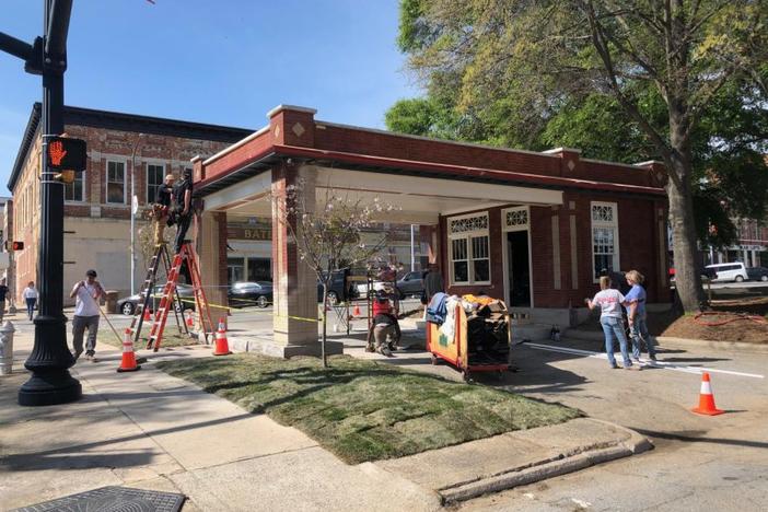 Film set under construction in Macon