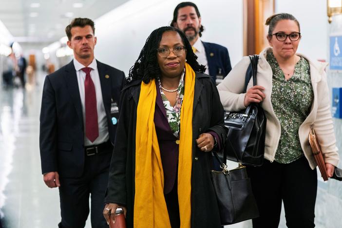 Judge Jackson in Washington, D.C., walks to meet a U.S. Senator in the lead up to her confirmation hearings.