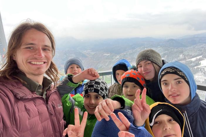 Coleman Bailey with Ukrainian orphans