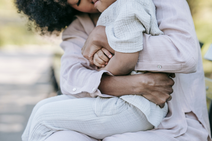 mom hugging child