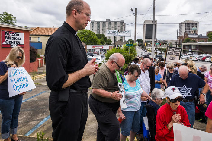 Anti-choice protesters outside a Macon clinic then slated to become an abortion provider in 2018. The protesters won, leaving the closest abortion provider two hours away in Columbus. 