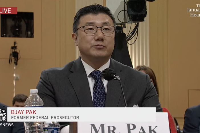 Former U.S. Attorney BJay Pak testified in front of a U.S. House committee investigating the 2021 assault on the U.S. Capitol.