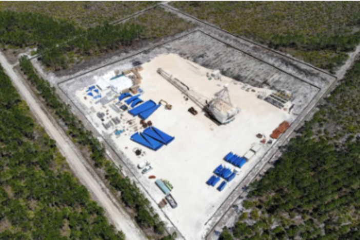 An aerial view of Twin Pines Minerals’ staging area in Charlton County. 