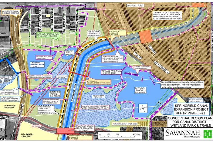 Conceptual map of Wetlands Preserve Park in Savannah's Canal District